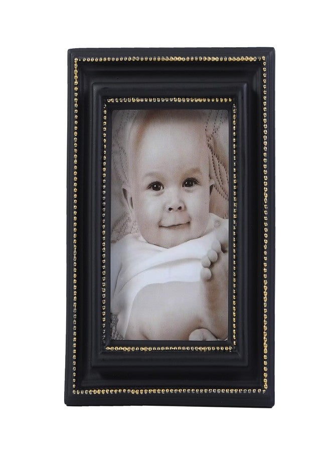 SIKOO 2.5x3.5 Vintage picture frames Small Picture Frame Wallet Size Picture frames 2.5 x 3.5 Picture Frame Mini Photo Frame, Black and Gold - Image 1